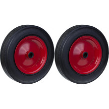 400mm 16" wheel rubber tyre pressed steel centre 25.4mm strong 1000kg, set of 2