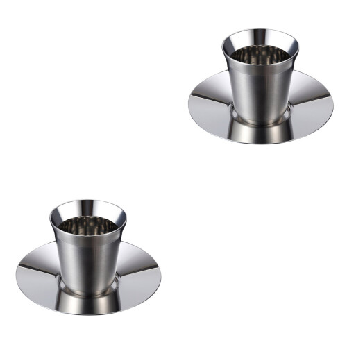 2Sets Kaffeebecher Doppelwandig Mit Untersetzer Langlebig 2