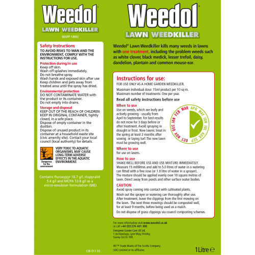 Weedol Weedol 1 litre Lawn Weed Killer Concentrate Liquid 1
