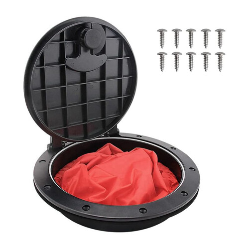 2X Kit de Placa de Convés de 6 Polegadas Escotilha de Convés de Caiaque com Bolsa de Armazenamento Preto 1