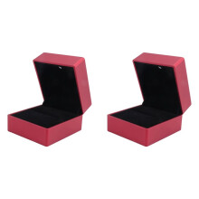 2X Rings Display Box Storage Soft Velvet Tray Case Holder Stand Display Storage Box LED Light Ring Box Red
