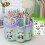 Panda Sticker Four-Leaf Multifunctional Rotating Pen Holder - Multifunctional Large Capacity Desk Organizer for Students 5