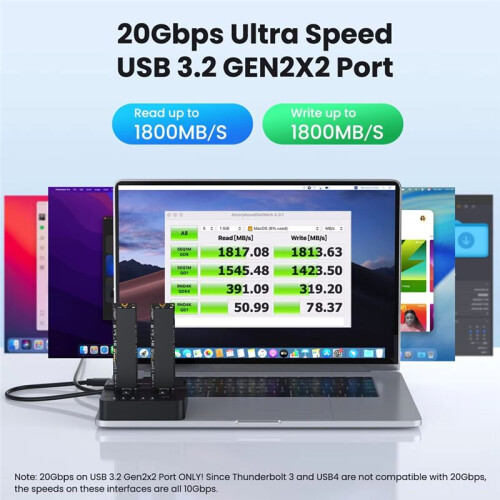 NVME M.2 SSD Docking Station Dual-Bay Solid State Drive Duplicator Read-Write Offline Copying Cloner Duplicator UK Plug