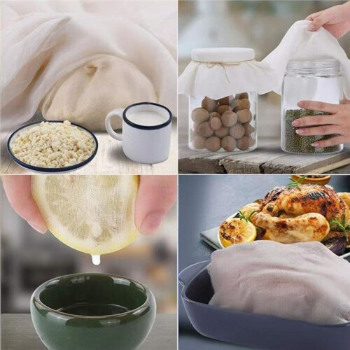 5-Piece Cheese Strainer, Reusable, Unbleached Fine Mesh, Suitable for Cooking, Yogurt Making, Juicing, Etc. 2