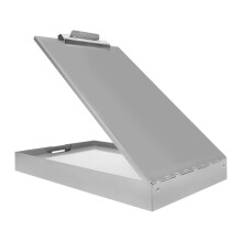 Metal Clipboard with Storage, Silver Dual Layer Clipboard Folio, Letter Size Paper Organizer, with Self Locking