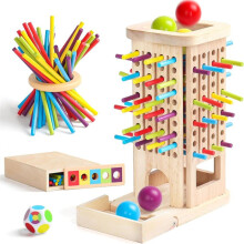 Montessori Toy for Ages 3-6, Educational Board Game with Color Learning Tower, Wooden Sticks, Storage Box