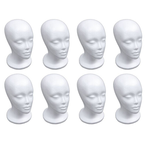 8X Female Foam Mannequin  Model Hat Wig Display Stand Rack White