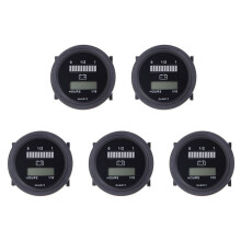 5X 12V/24V/36V/48V/72V LED Digitale Accustatus-Laadindicator met Urenteller, Zwart