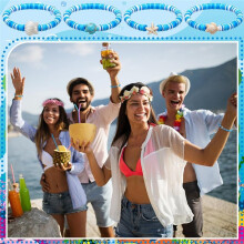 24 Piezas de Pulseras de Arcilla Polimérica con Cuentas con Temática Marina, Ideales para Fiestas de Verano en la Playa.