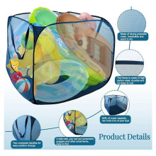 Pool Toy Storage Bin,32"X32"X28"Pool Float Organizer Bag with 2 Side Pockets Mesh Swimming Pool Toys Organizer