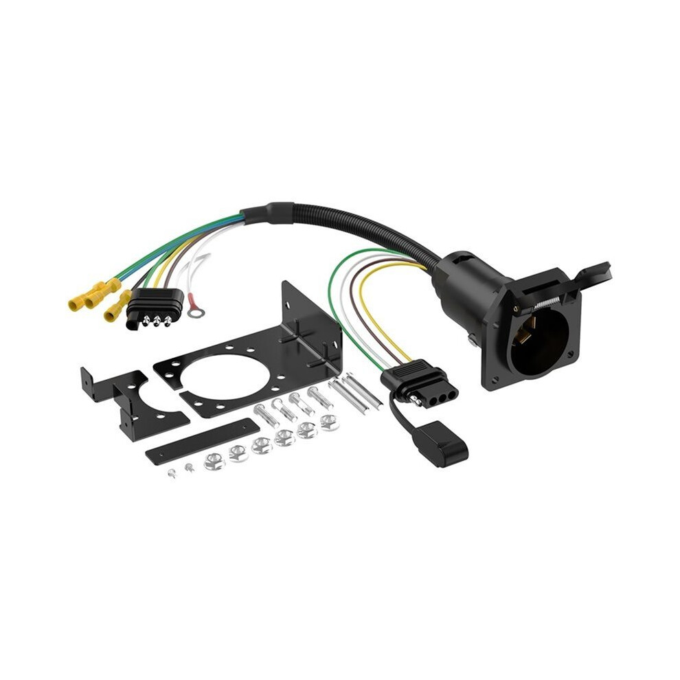 4 Way To 7 Way Rv Blade & 4 Way Flat Trailer Wiring Adapter With Mounting Bracket For Truck Rv Trailer 6033558066062