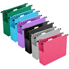 Dossier Suspendu en Plastique Renforcé, Extensible de 5 cm, 6 Couleurs pour Dossiers Volumineux, Graphiques, Couleurs Assorties