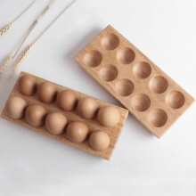 Egg Tray Wooden Egg Holder for Eggs Usable in Kitchen Refrigerator, or Countertop for Display or Storage, Holds 10 Eggs