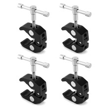 Super Clamp for Photography, 4 Pack, 1/4'' and 3/8'' Thread Clip for Camera Monitor, Light Stand, Rods, LED Lights