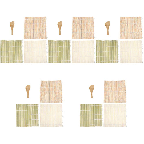 5Sets Assorted Bamboo Sushi Mats and Spoons Home Sushi Making Tools 1