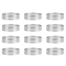 12 Pack Stainless Steel Tart Rings 3 In,Perforated Cake Mousse Ring,Cake Ring Mold,Round Cake Baking Tools