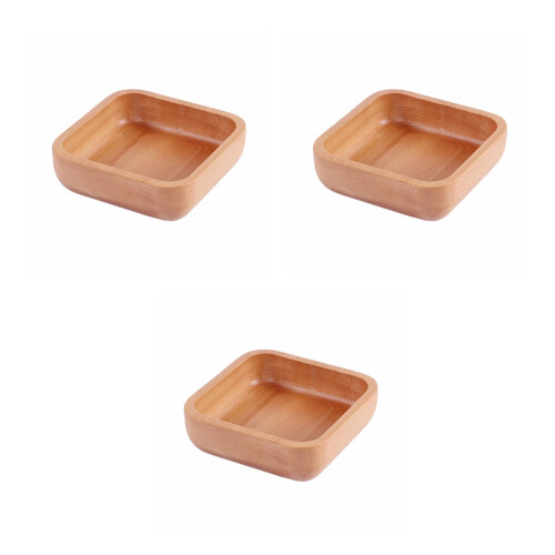 3Pcs Solid Wood Chocolate Fruit Bowls Portable Serving Plates 1