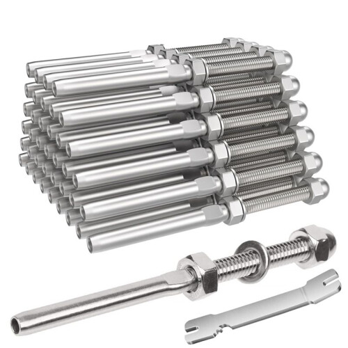 Terminal de Encaixe de Extremidade de Tensão de Parafuso Roscado Swage para Trilhos de Cabo para Trilhos Cabo de Deck de 1/8 Polegadas, para Poste de