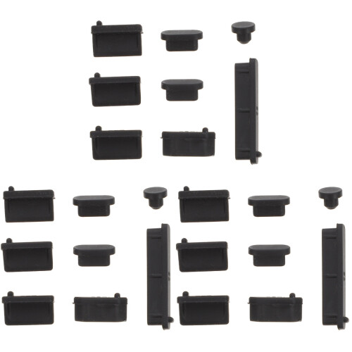 9Sets Black Silicone Laptop Interface Covers Dustproof Port Protectors 1
