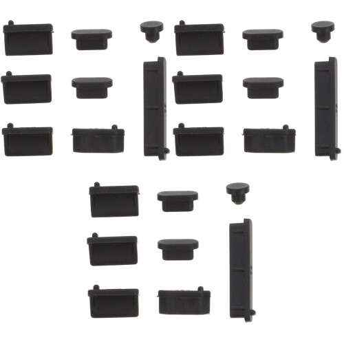9Sets Black Silicone Laptop Interface Covers Dustproof Port Protectors 2