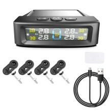 Temperature Warning Fuel Save Tire Pressure Monitoring System Solar TPMS 4 External Sensors Car Tyre Pressure Monitor A
