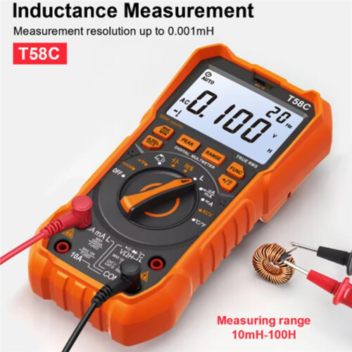 T58C Digital Multimeter with Auto Range, Voltage, Current Measurement, and More 2