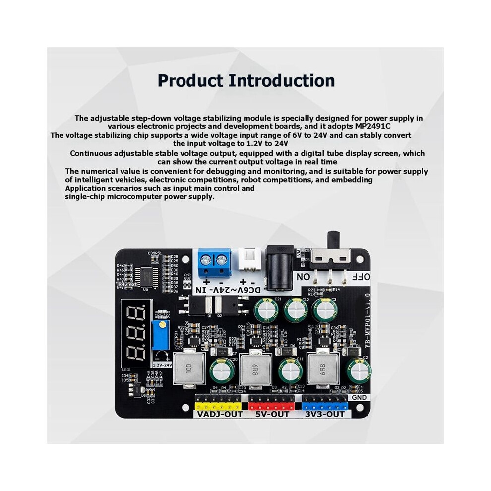 Voltage Regulator Module 6-24V To 3.3V 5V Adjustable - Buck Converter Board For Electronics Competition Diy Projects 6033988399723