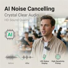 Microphone Sans Fil Professionnel pour , pour Android et Ordinateur Portable, Idéal pour L'Enregistrement Vidéo, le Streaming en Direct, le