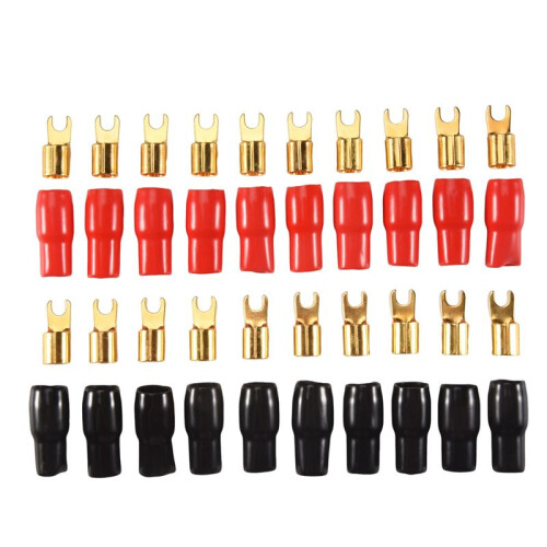 Terminal Spade Fork Adapter Connector Plug Crimp Barrier Spades Speaker Wire Terminal Plug-4GA