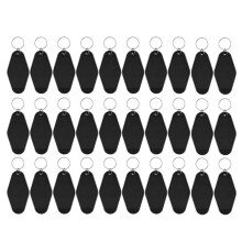 30Pack Motel Keychain Blanks Vintage Motel Keychains Sublimation Blank Keychain for Vinyl DIY Crafting Keychain Black