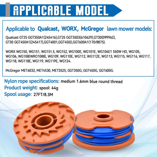 JAMSSOW 4 Pcs Replacement Strimmer Spool Compatible with WX100,Autofeed Nylon Sp 2