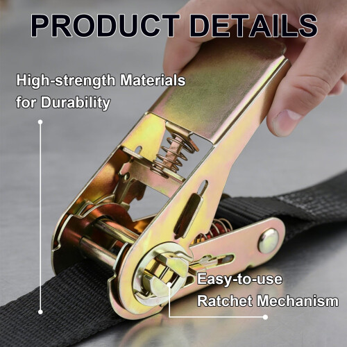 2 Pack Heavy Duty Ratchet Tie Down Straps - Adjustable Premium 2