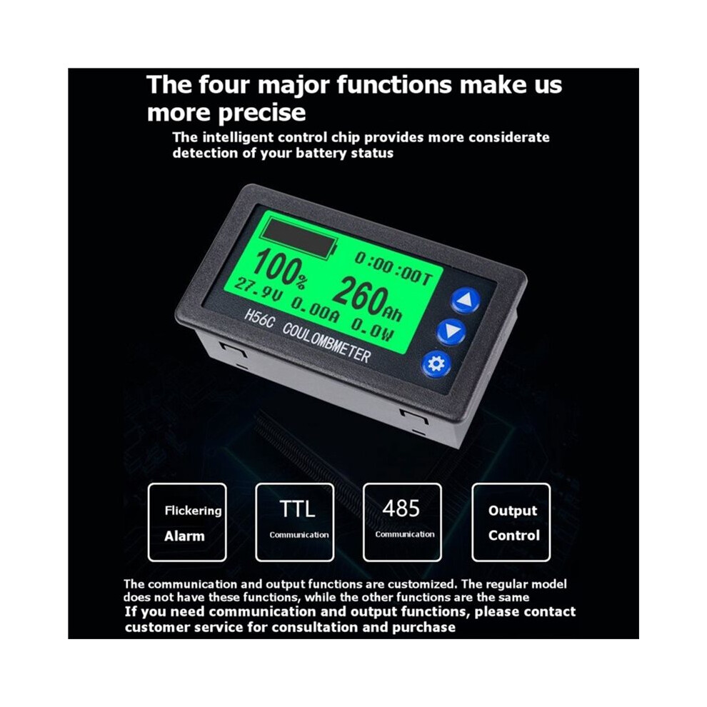 H56cr Coulomb Meter 300A Shunt Without Base Battery Capacity Indicator Lithium Battery Coulomb Tester Voltmeter Ammeter 6032963277483