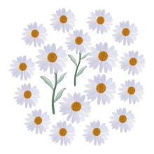 17Pcs Daisy Flower Embroidered Patch Iron/Sew Applique for Dress Backpack Jacket (White)