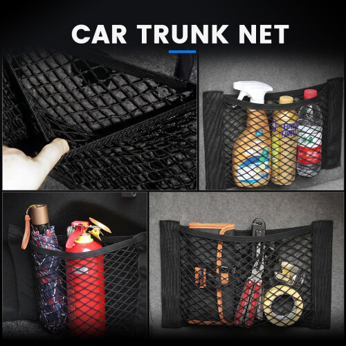 HAKACC 2 Pack Car Boot Organiser, Elastic Mesh Storage Net, 2