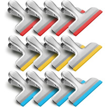 1 Set of Three Color Stainless Steel Sealing Clips, Including Silicone Strip Sealing Clips, Can Moisture-Proof