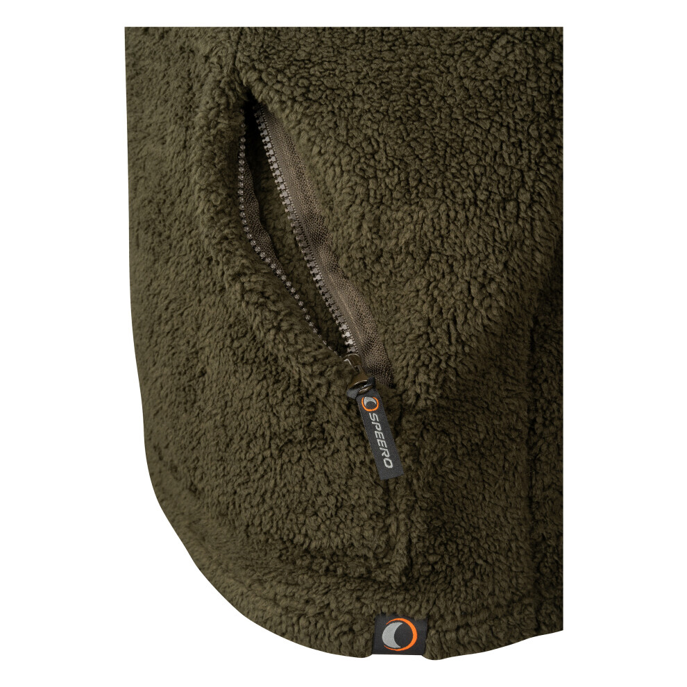 Speero Sherpa Fleece Hoodie Dark Olive M Green