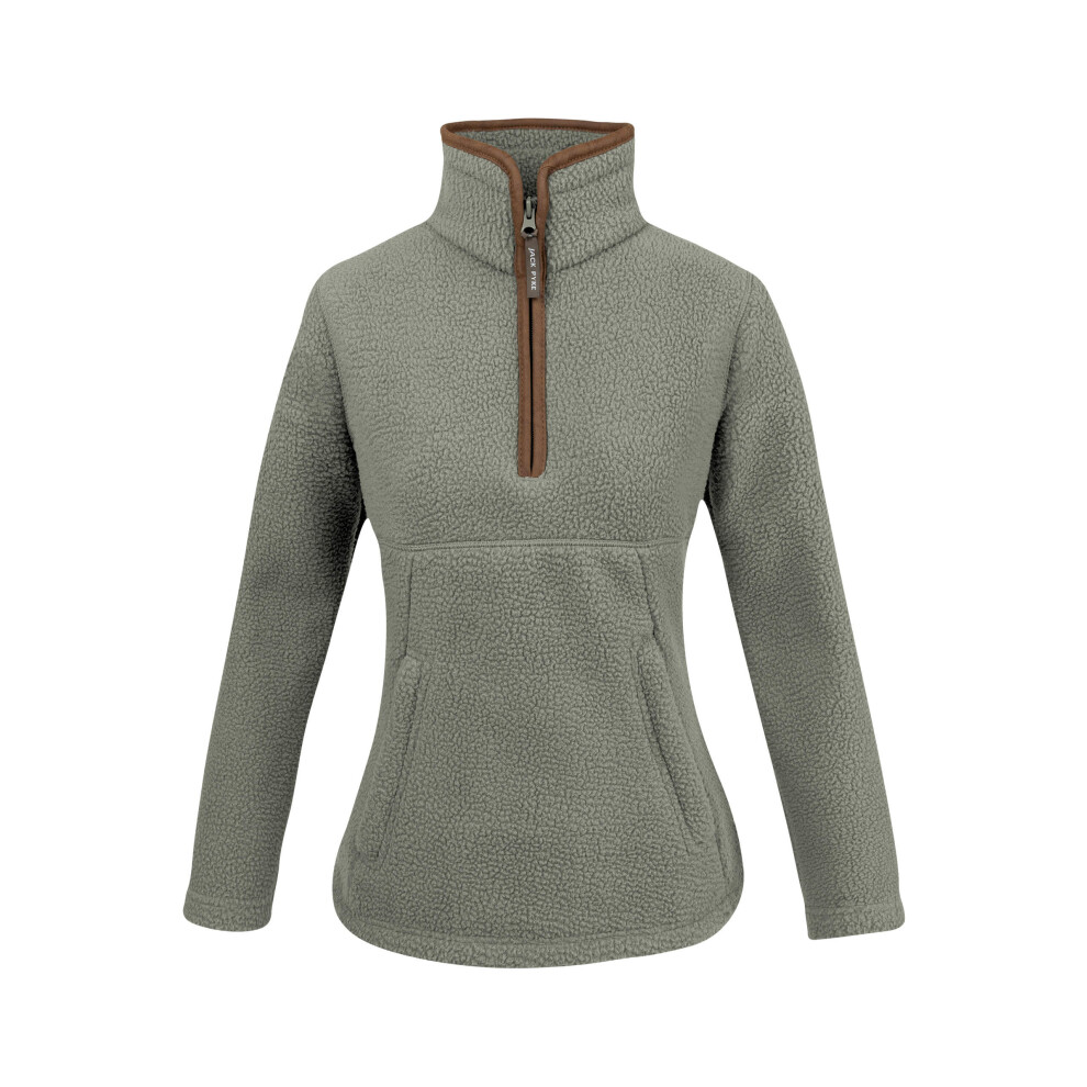 Jack Pyke Ladies Half Zip Sherpa Fleece Pullover Sage Small