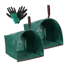 2er-Pack 72 Gallonen Gartensäcke, Rasensäcke im Kehrschaufel-Stil mit Gartenhandschuhen, Laubsäcke für Gartenabfälle