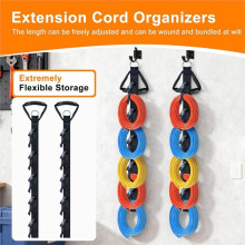 Verlängerungskabel-Organizer 2er-Pack, Kabelaufbewahrungs-Organizer mit 5 Fächern, Garage Garten Aufbewahrungsriemen, Hängeriemen