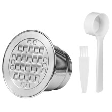Refillable Stainless Steel Coffee Capsule,Italian Stainless Steel Coffee Capsule Filter Cup,Powder Filler with Cover C
