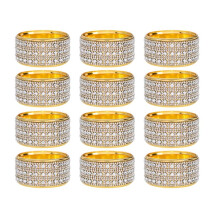 Gold Napkin Rings Set of 12, Diamond Napkin Holder for Dining, Metal Napkin Ring Holders, Wedding,Modern Ring Holder