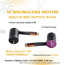 3650 4300KV High-Speed Brushless Motor and 75A Brushless ESC for Arrma  Hsp Redcat Rc4wd  Axial Scx10 D90