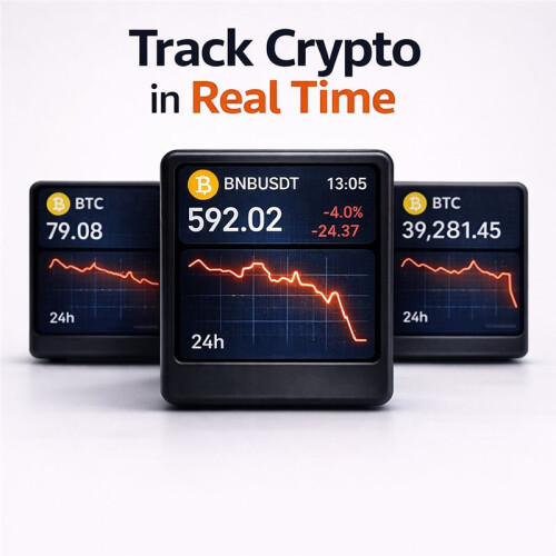 Monitor de Mercado de Criptomoedas em Tempo Real com Cotação de Bitcoin Via Wi-Fi (Preto) 1