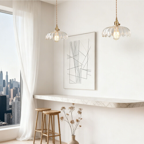 2PCS Glass Pendant Light Vintage Interior Ceiling Light Retro Modern Pendant Lights 1