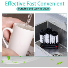 2Pack Water Bottle Cleaning Brush with Suction Base,3  Bristle Bar Glass Washer for Sink,for Bar Beer Cup,Wine Glass