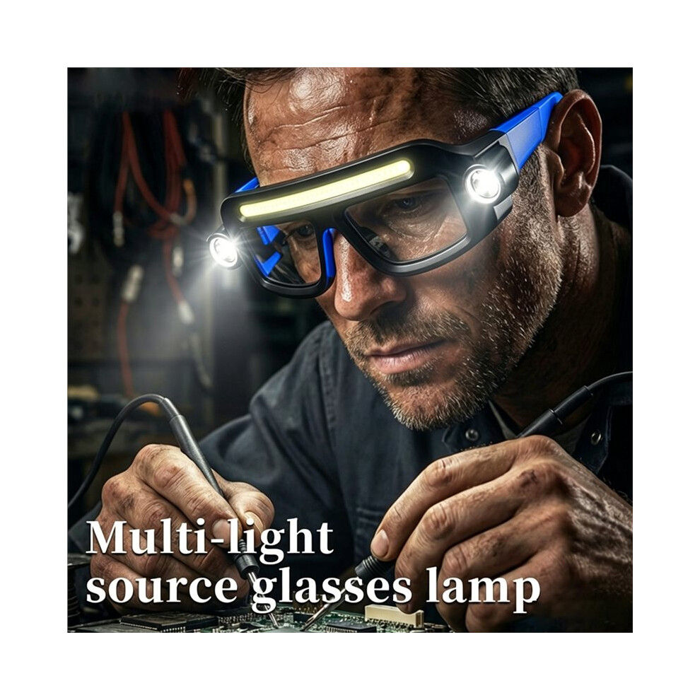 Led Glasses Safety Glasses With Lights,5-Mode Rechargeable Usb Work Flashlight,Waterproof Headlamp For Hiking Camping 6033698848931