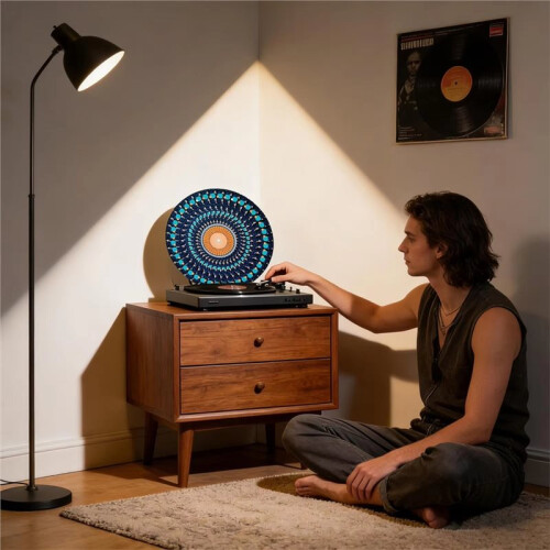Tapete para Toca-Discos de 30 cm (12 Polegadas) com Efeito Visual Antiderrapante em Feltro, Ideal para DJs e Amantes da Música. 1