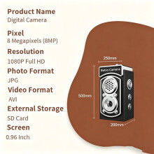 Appareil Photo Numérique Rétro CCD à Double Réflexion HD 1080p, Petit Format, Portable, à Suspendre, Idéal pour les Étudiants et les Voyages