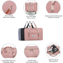 Travel Duffel Bag, Large Bag, Expandable Personal Item Bag, Water Carry Bag with Trolley Sleeve for Gym, Overnight
